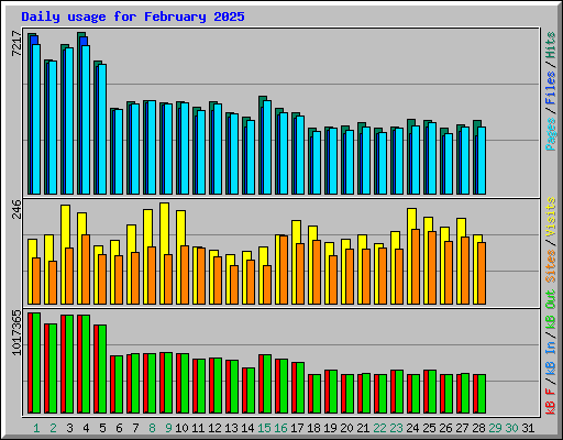 Daily usage for February 2025
